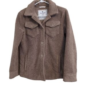 Abercrombie Kids Shacket Beige Teddy Jacket Youth 13/14, Women's XS